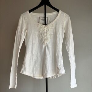 Y2K Abercrombie Fitch Womens Top Cream Small Feminine Romantic Fairy Whimsical
